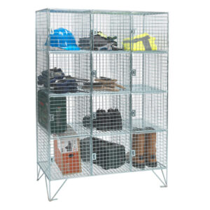 12 Compartment Wire Mesh Lockers With Doors by AMP Wire Ltd