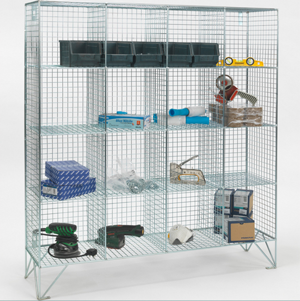 16 Compartment Wire Mesh Lockers Without Doors by AMP Wire Ltd