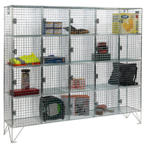 20 Compartment Wire Mesh Lockers With Doors by AMP Wire Ltd