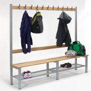 x 1500mm 1727mm d w h x 300mm AMP Wire Single Sided Changing Room Bench 8 coat hooks
