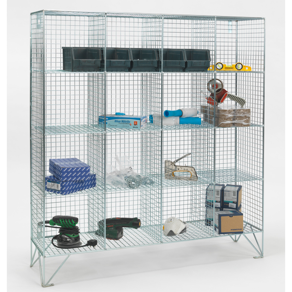 16 Compartment Wire Mesh Lockers Without Doors