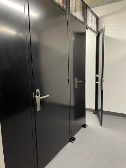 Apartment Storage Partition with Solid Panels and Doors