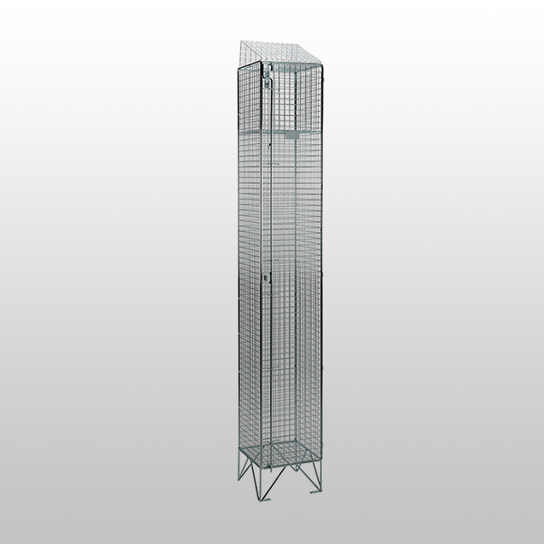 1 Door Nest of 1 Mesh Locker with Sloping Tops by AMP Wire