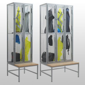 2 Door Heavy Duty Lockers with Bench Seating Nested