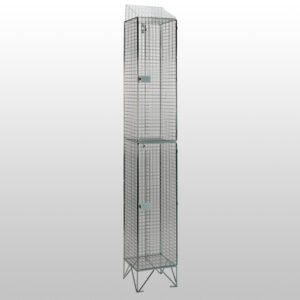 2 Door Nest of 1 Mesh Locker with Sloping Tops by AMP Wire