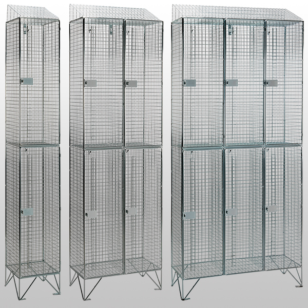 2 Door Wire Mesh Lockers with Sloping Tops by AMP Wire