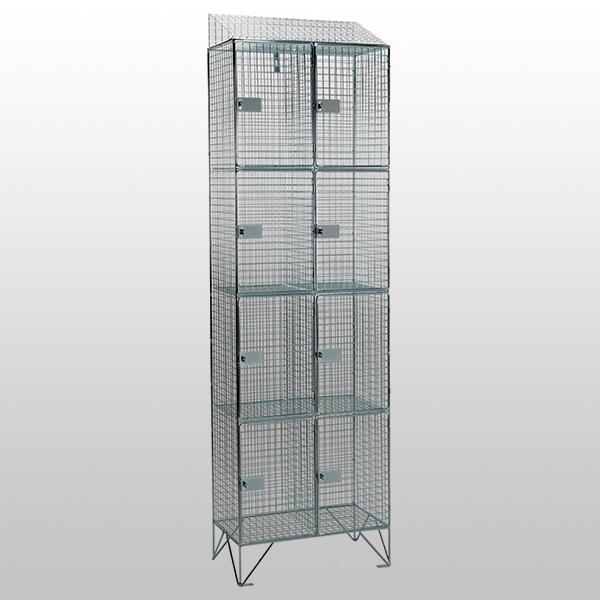 4 Door Nest of 2 Mesh Locker with Sloping Tops by AMP Wire