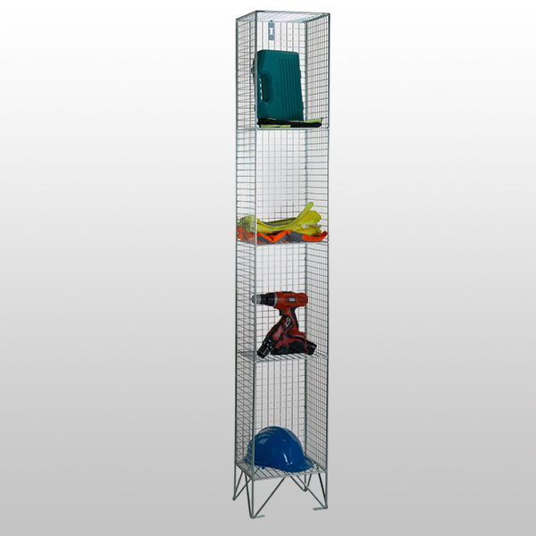4 Tier Nest of 1 Mesh Lockers Without Doors by AMP Wire