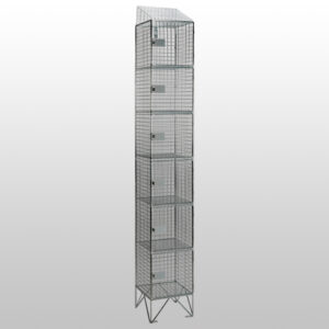 6 Door Nest of 1 Mesh Locker with Sloping Tops by AMP Wire