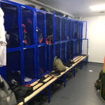 Blue Lockers on Bench Bases for Oakham School