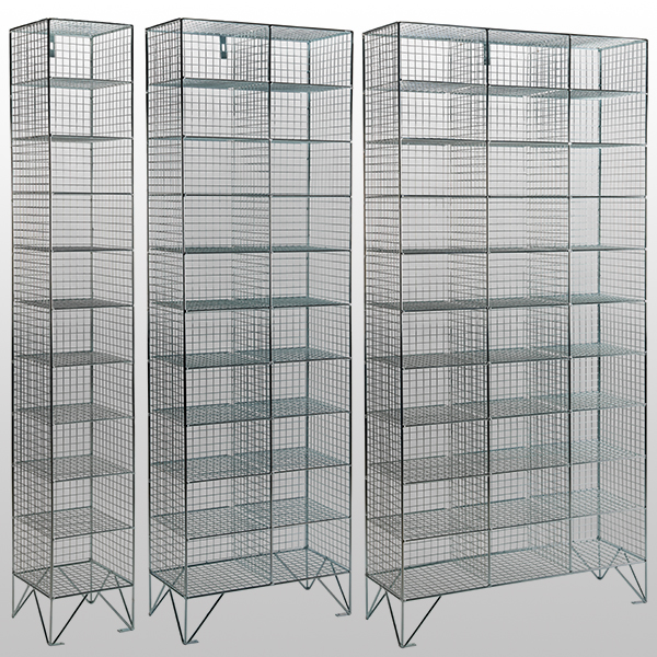 10 Tier Mesh Lockers Without Doors by AMP Wire