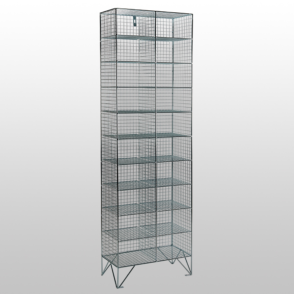 10 Tier Nest of 2 Mesh Lockers Without Doors by AMP Wire