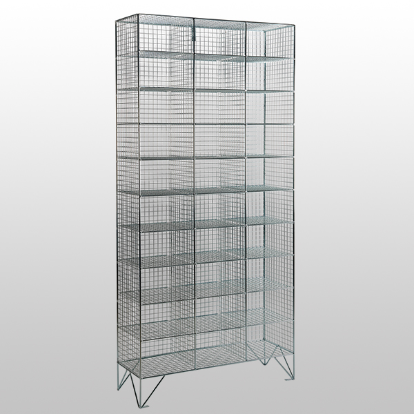 10 Tier Nest of 3 Mesh Lockers Without Doors by AMP Wire