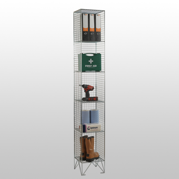 5 Tier Nest of 1 Mesh Lockers Without Doors by AMP Wire