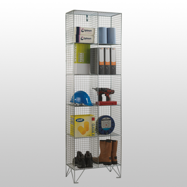 5 Tier Nest of 2 Mesh Lockers Without Doors by AMP Wire