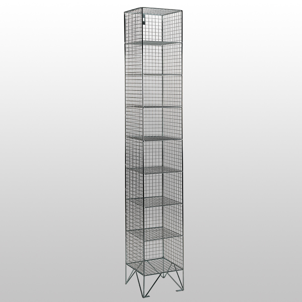 8 Tier Nest of 1 Mesh Lockers Without Doors by AMP Wire