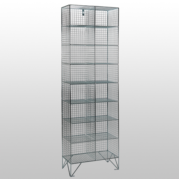 8 Tier Nest of 2 Mesh Lockers Without Doors by AMP Wire
