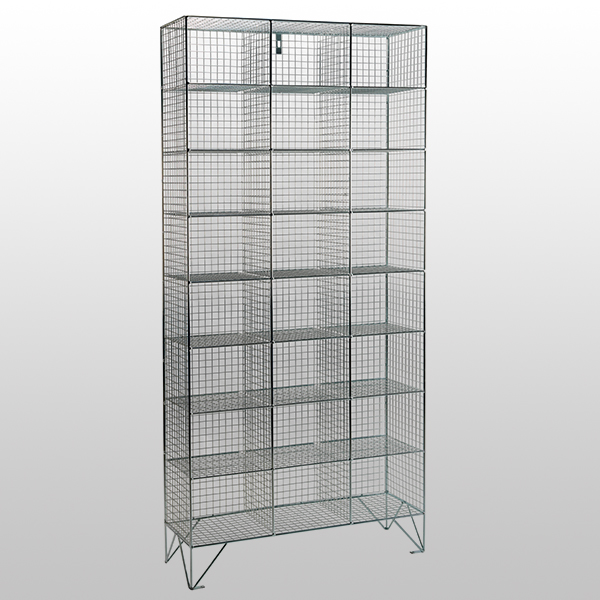8 Tier Nest of 3 Mesh Lockers Without Doors by AMP Wire